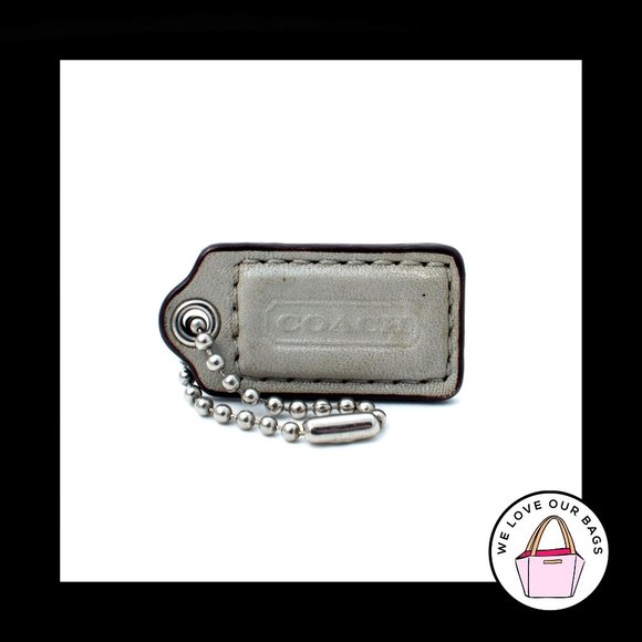 1.5" Small COACH TAUPE BEIGE Leather Nickel Key Fob Bag Charm Keychain Hang Tag - Picture 1 of 1